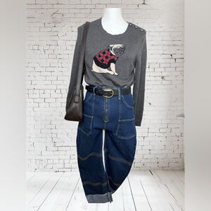 Charter Club Gray Sweater with Pug Design